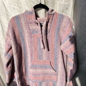 Striped Pink and Blue Baja Hoodie